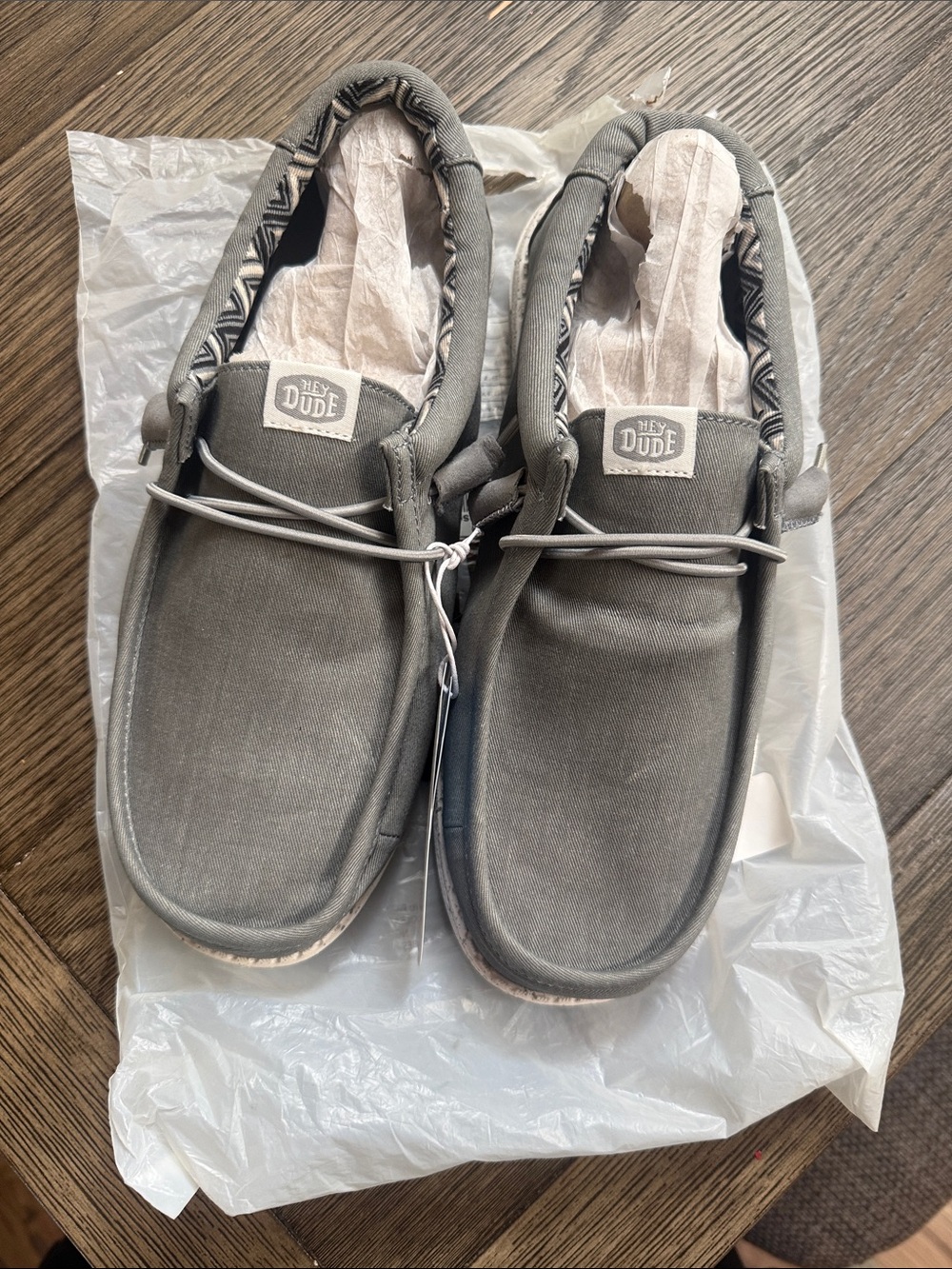 Hey Dude Men's Slip-On Loafers in Gray Canvas 9 WIDE